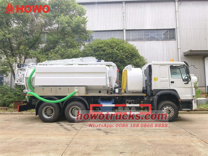 HOWO 6X4 12000 litters combined sewage jetting truck